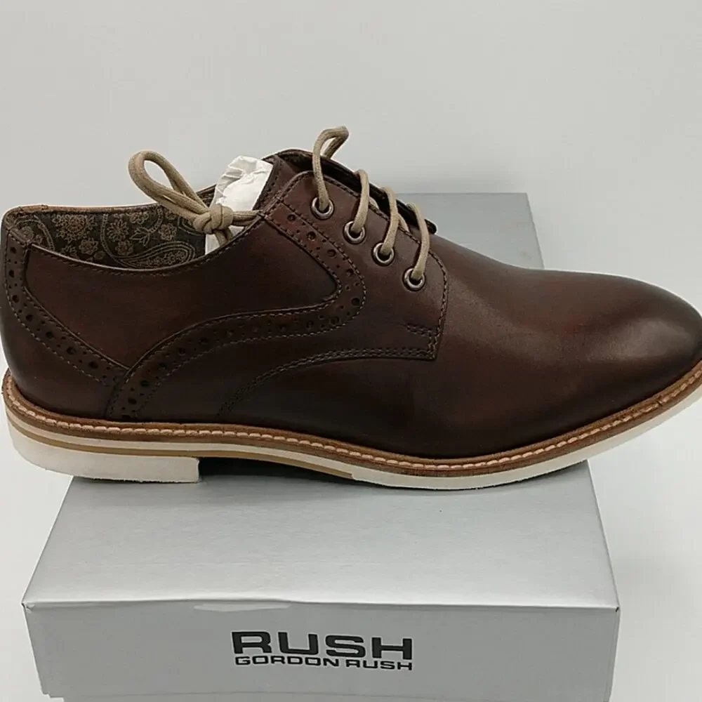 NWT in box Gordon Rush Nathaniel Chocolate Brown Leather Oxford size 8.5